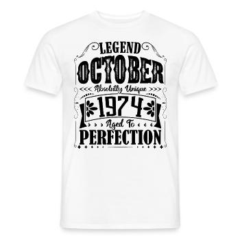 October 1974. October 1974 Birthday Gift. - Men's T-Shirt - white - Front - AI Model Male 178 dark (178cm)