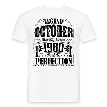 October 1980. October 1980 Birthday Gift. - Men's T-Shirt - white - Front - AI Model Male 178 dark (178cm)