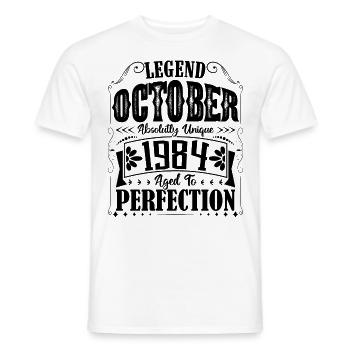 October 1984. October 1984 Birthday Gift. - Men's T-Shirt - white - Front - AI Model Male 178 dark (178cm)