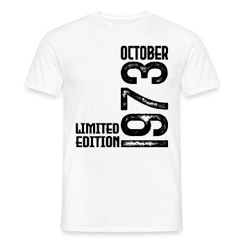 October 1973 Anniversary Gift. October 1973. - Men's T-Shirt - white - Front - AI Model Male 178 dark (178cm)