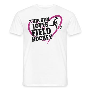 Hockey sur gazon Cette fille aime le terrain - T-shirt homme - blanc - Devant - AI Model Male 178 dark (178cm)