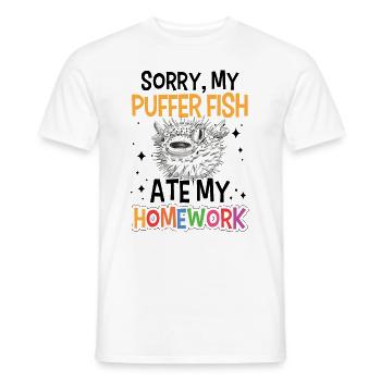 Pufferfish has eaten homework - Men's T-Shirt - white - Front - AI Model Male 178 dark (178cm)