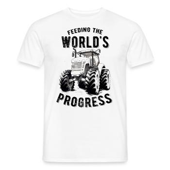 Feeding World's Progress Traktor Landwirt Geschenk - Männer T-Shirt - Weiß - Vorne - AI Model Male 178 dark (178cm)