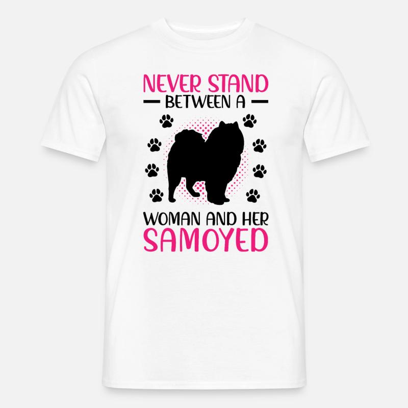 Frau und ihr Samojede Samojedenspitz - Männer T-Shirt - Weiß