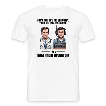 Real Doctor vs Amateur Ham Radio Operator - Men's T-Shirt - white - Front - AI Model Male 178 dark (178cm)