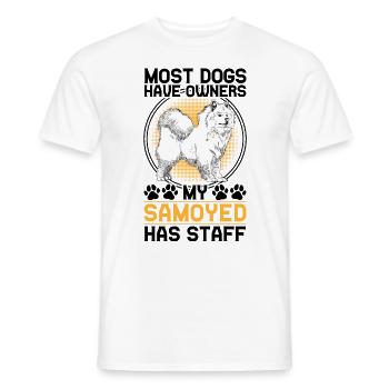 Samoyed has staff Samoyed Spitz - Men's T-Shirt - white - Front - AI Model Male 178 dark (178cm)