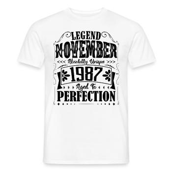 Novembre 1987. Cadeau d'Anniversaire novembre 1987 - T-shirt homme - blanc - Devant - AI Model Male 178 dark (178cm)