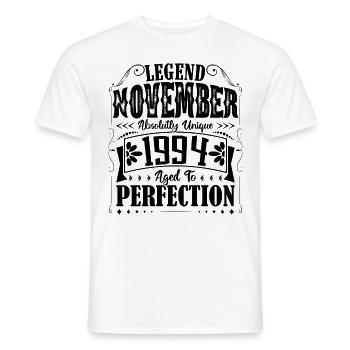 Novembre 1994. Cadeau d'Anniversaire novembre 1994 - T-shirt homme - blanc - Devant - AI Model Male 178 dark (178cm)