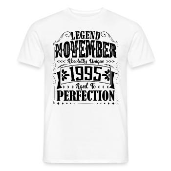 November 1995. November 1995 Birthday Gift - Men's T-Shirt - white - Front - AI Model Male 178 dark (178cm)