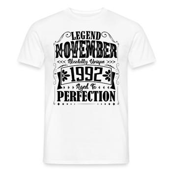 November 1992. November 1992 Birthday Gift - Men's T-Shirt - white - Front - AI Model Male 178 dark (178cm)