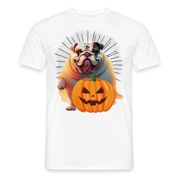 Bulldogge Halloween Hund englische Bulldogge - Männer T-Shirt - Weiß - Vorne - AI Model Male 178 dark (178cm)