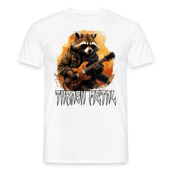 Funny Thrash Metal Raccoon - Men's T-Shirt - white - Front - AI Model Male 178 dark (178cm)