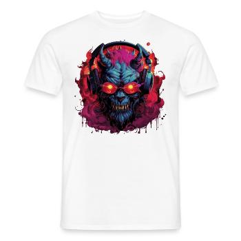 Teufel Dämom Monster mit Kopfhörer - Männer T-Shirt - Weiß - Vorne - AI Model Male 178 dark (178cm)