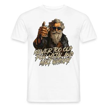 Never too old for Metal and Malt whisky Rocker - Men's T-Shirt - white - Front - AI Model Male 178 dark (178cm)