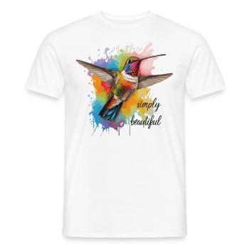 Colibri enchanteur à l’aquarelle - T-shirt homme - blanc - Devant - AI Model Male 178 dark (178cm)