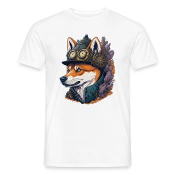 Steampunk Shiba Inu Retro Dogs Design - Men's T-Shirt - white - Front - AI Model Male 178 dark (178cm)