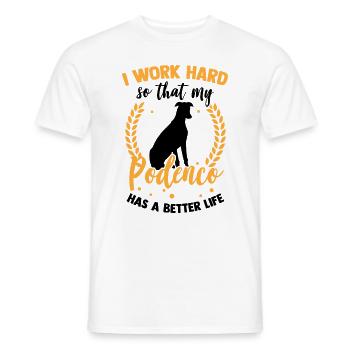 Travailler pour mon Podenco Spanish Hound - T-shirt homme - blanc - Devant - AI Model Male 178 dark (178cm)