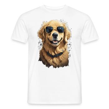 Cool Golden Retriever Dog Mom Style - Men's T-Shirt - white - Front - AI Model Male 178 dark (178cm)