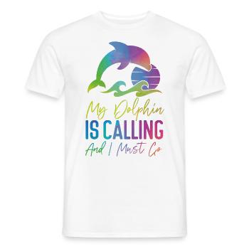 Dolphin Watercolor My Dolphin Is - Men's T-Shirt - white - Front - AI Model Male 178 dark (178cm)