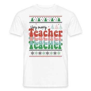 Very Merry Teacher Retro Groovy Christmas Xmas - Männer T-Shirt - Weiß - Vorne - AI Model Male 178 dark (178cm)