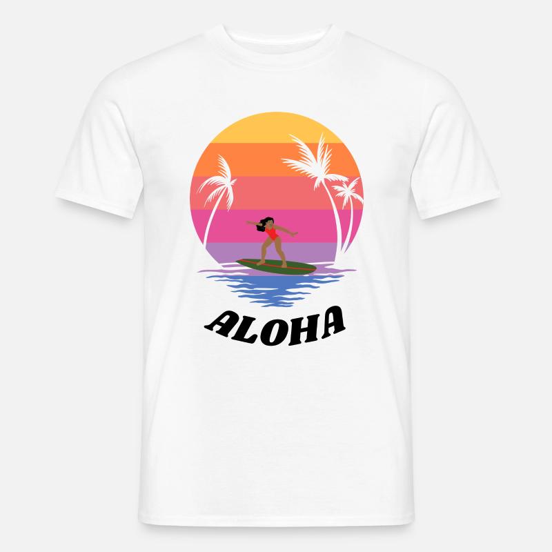 ALOHA BEACH - Männer T-Shirt - Weiß