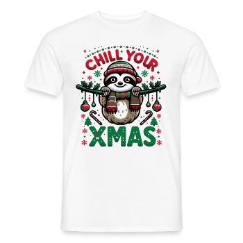 Sloth Christmas Sloth Santa Hat - Men's T-Shirt - white - Front - AI Model Male 178 dark (178cm)