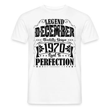 Décembre 1970. Cadeau d'Anniversaire decembre 1970 - T-shirt homme - blanc - Devant - AI Model Male 178 dark (178cm)