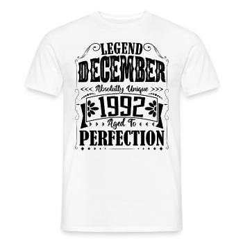 December 1992. December 1992 Birthday Gift - Men's T-Shirt - white - Front - AI Model Male 178 dark (178cm)
