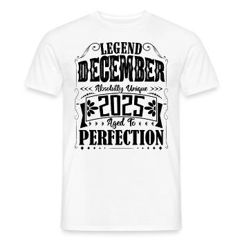Décembre 2025. Cadeau d'Anniversaire decembre 2025 - T-shirt homme - blanc - Devant - AI Model Male 178 dark (178cm)