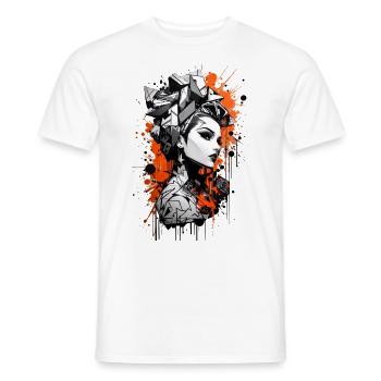Abstract Colorful Young Woman Graffiti Art - Men's T-Shirt - white - Front - AI Model Male 178 dark (178cm)