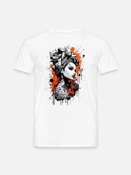 Abstrait coloré jeune femme Graffiti Art - T-shirt homme - blanc