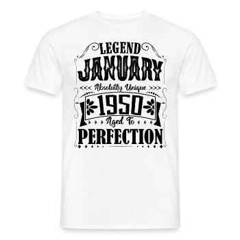 Janvier 1950. Cadeau d'Anniversaire janvier 1950. - T-shirt homme - blanc - Devant - AI Model Male 178 dark (178cm)