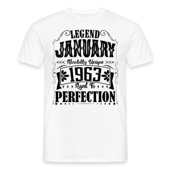Janvier 1963. Cadeau d'Anniversaire janvier 1963. - T-shirt homme - blanc - Devant - AI Model Male 178 dark (178cm)
