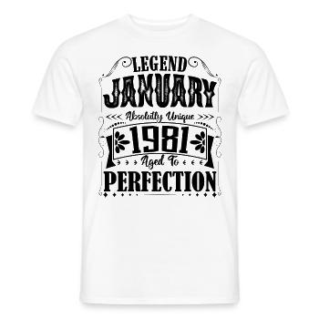 Januar 1981. Januar 1981 Geburtstagsgeschenk. - Männer T-Shirt - Weiß - Vorne - AI Model Male 178 dark (178cm)