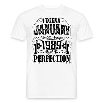 Januar 1989. Januar 1989 Geburtstagsgeschenk. - Männer T-Shirt - Weiß - Vorne - AI Model Male 178 dark (178cm)