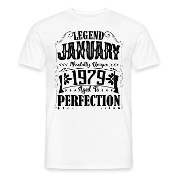 Janvier 1979. Cadeau d'Anniversaire janvier 1979. - T-shirt homme - blanc - Devant - AI Model Male 178 dark (178cm)