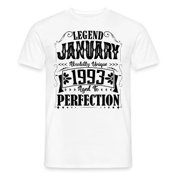 January 1993. January 1993 Birthday Gift. - Men's T-Shirt - white - Front - AI Model Male 178 dark (178cm)