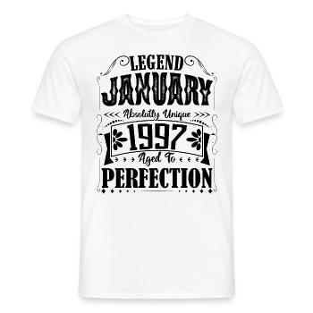 Janvier 1997. Cadeau d'Anniversaire janvier 1997. - T-shirt homme - blanc - Devant - AI Model Male 178 dark (178cm)