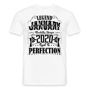 Janvier 2020. Cadeau d'Anniversaire janvier 2020. - T-shirt homme - blanc - Devant - AI Model Male 178 dark (178cm)