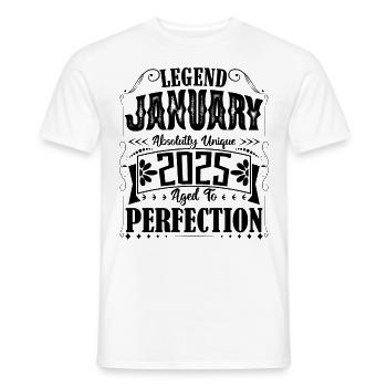 Janvier 2025. Cadeau d'Anniversaire janvier 2025. - T-shirt homme - blanc - Devant - AI Model Male 178 dark (178cm)