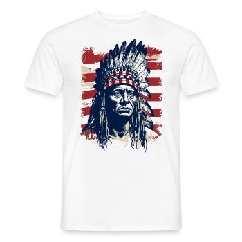 Indian Feather Headdress Native Spirit - Men's T-Shirt - white - Front - AI Model Male 178 dark (178cm)