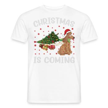 Noël arrive version chien - T-shirt homme - blanc - Devant - AI Model Male 178 dark (178cm)