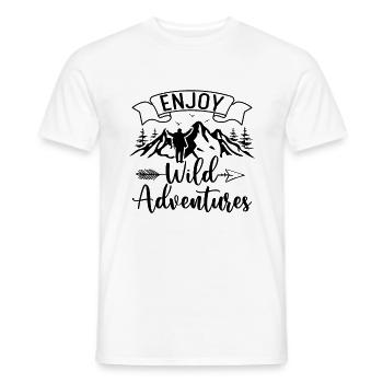 Profitez d’aventures sauvages - Randonnée en plein air - T-shirt homme - blanc - Devant - AI Model Male 178 dark (178cm)