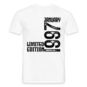 Cadeau Anniversaire Janvier 1997. January 1997. - T-shirt homme - blanc - Devant - AI Model Male 178 dark (178cm)