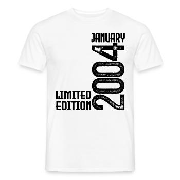 Cadeau Anniversaire Janvier 2004. January 2004. - T-shirt homme - blanc - Devant - AI Model Male 178 dark (178cm)
