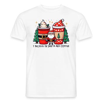 Je crois au café de Noël des femmes drôles de Père Noël - T-shirt homme - blanc - Devant - AI Model Male 178 dark (178cm)