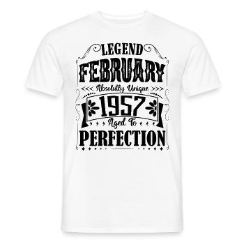 Février 1957. Cadeau d'Anniversaire février 1957. - T-shirt homme - blanc - Devant - AI Model Male 178 dark (178cm)