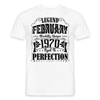 Février 1970. Cadeau d'Anniversaire février 1970. - T-shirt homme - blanc - Devant - AI Model Male 178 dark (178cm)