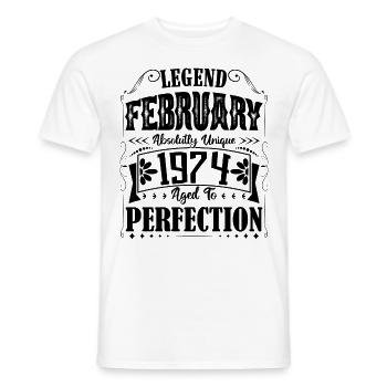 Février 1974. Cadeau d'Anniversaire février 1974. - T-shirt homme - blanc - Devant - AI Model Male 178 dark (178cm)