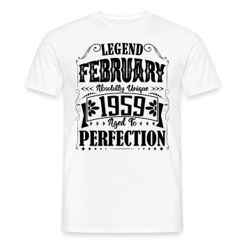 Février 1959. Cadeau d'Anniversaire février 1959. - T-shirt homme - blanc - Devant - AI Model Male 178 dark (178cm)